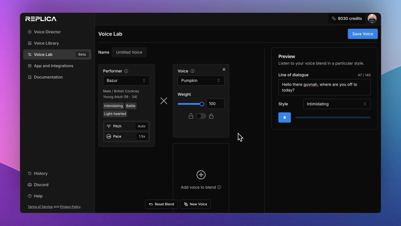 Adding Pumpkin to our custom voice blend.