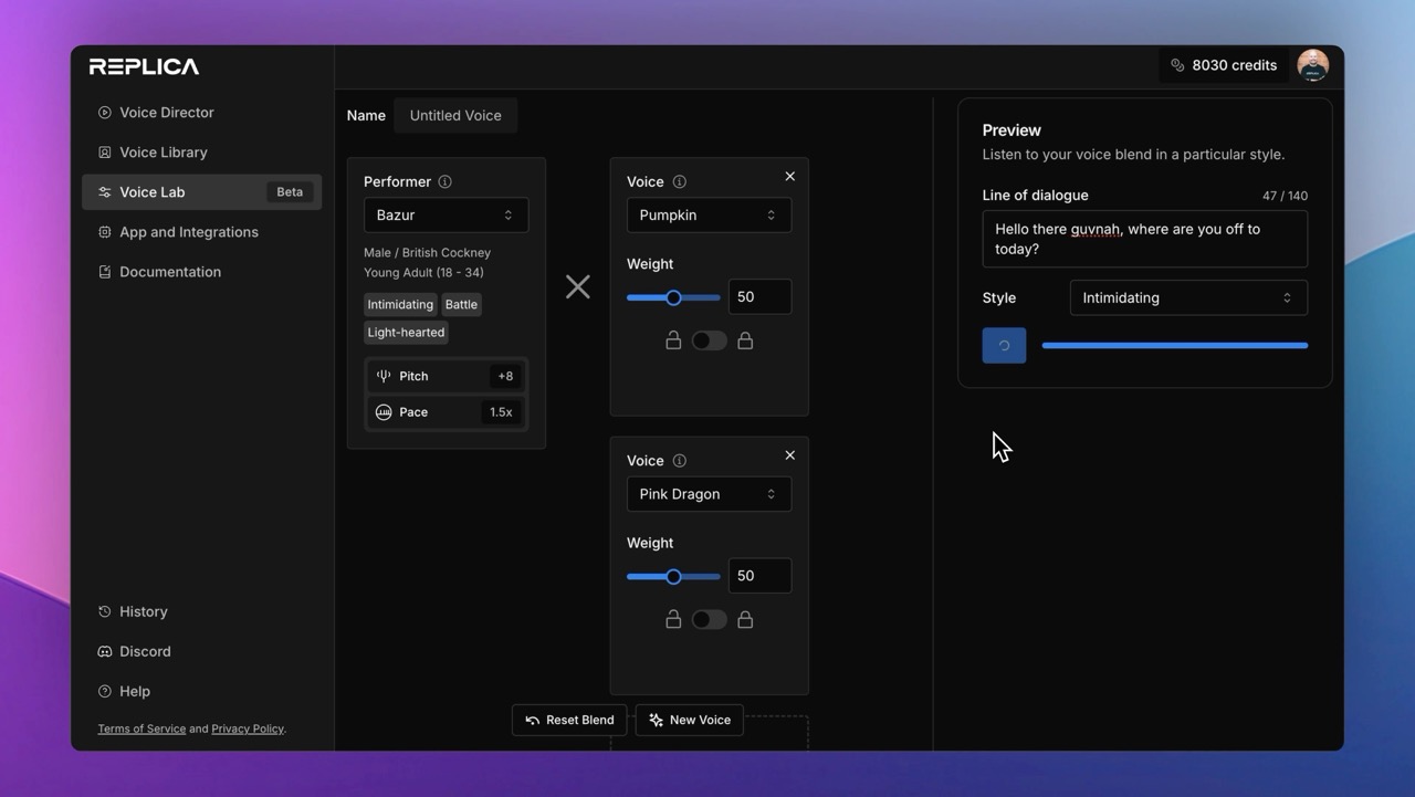 Adding multiple voices to our custom voice blend.